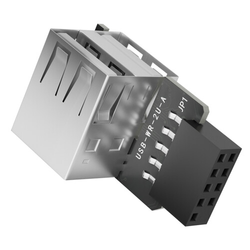 Space Saving 9Pin to USB2.0 Type A Female-Double port right