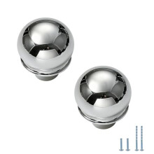 Bright Chrome Cabinet Knobs Set, Durable Zinc Alloy Round Drawer Pulls, 4Piece Modern Handles