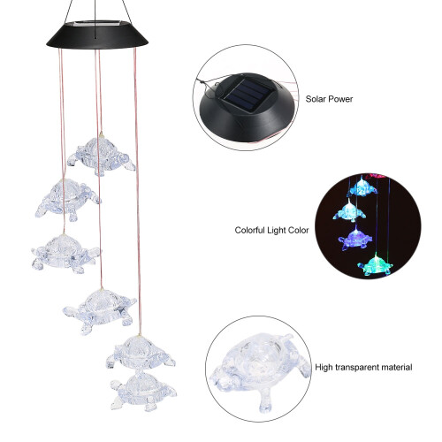 Dodocool Solar Turtle Wind Chimes Färgladdande LED-solcellslampor 1