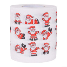 Christmas Toilet Paper Roll with Festive Santa Print, Soft TwoPly Holiday Bathroom Decor, 24m White