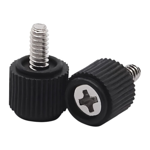 100Pcs Metal Hand Twist Screws for Computer Case Side-Black
