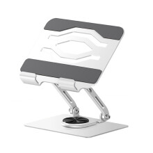 Universal Tablets Stand With 360 Swivels Base And Carbon-White
