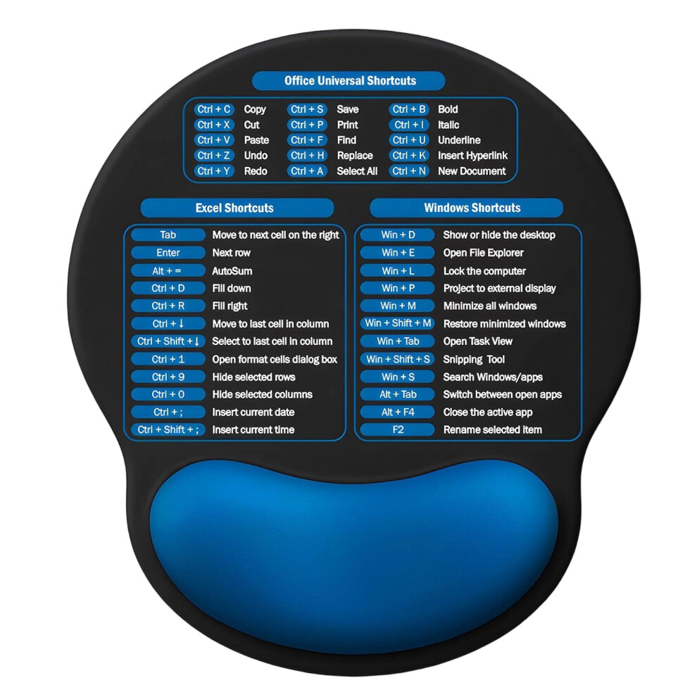 Nonslip Mouse Mat Desk Mousepad With Sponge Wrist Rest And- Blue 7627001410787