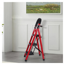Folding Step Ladder 3 Step Steel Ladder with SlipResistant Wide Steps for Home RV Attic Garage 300lbs