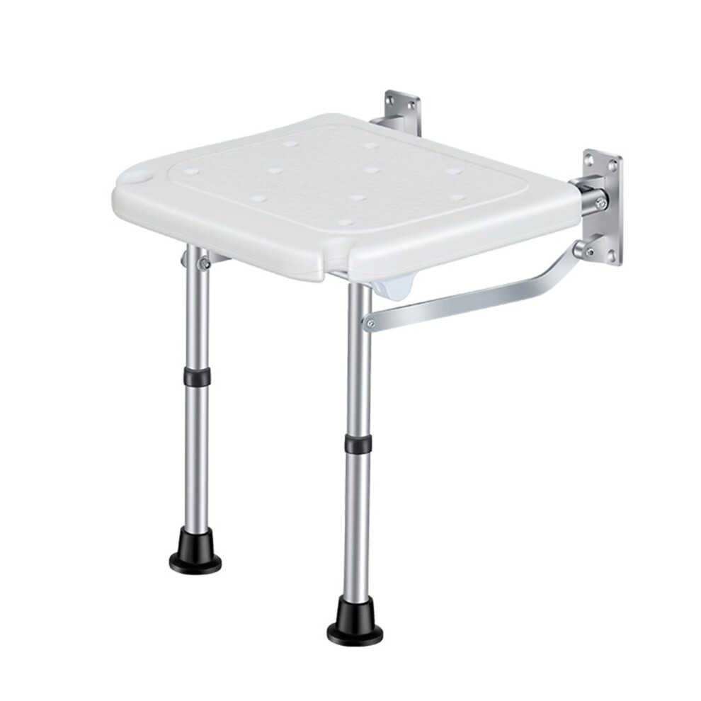 Wall Mounted Folding Shower Seat for Elderly and Disabled, Height Adjustable, 400 lbs Load Capacity