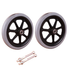7 Inch Wheelchair Caster Wheels Pair, Solid PVC Front Wheels with 8mm Bearings, Smooth Rolling and Durable Tires