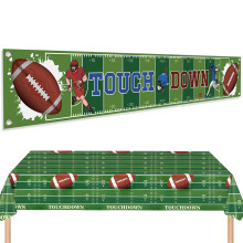 Football Party Decorations Set with Extra Large Touchdown Banner and Football Tablecloth for Birthday and Sports Party