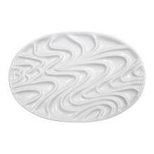 Ceramic Paint Palette with Easy Clean Surface, Handmade White Porcelain Oval Palette for Watercolor and Gouache