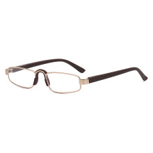 Lightweight Rectangular Computer Reading Glasses for Men and Women Brown Metal Frame +1.5 Clear Lenses
