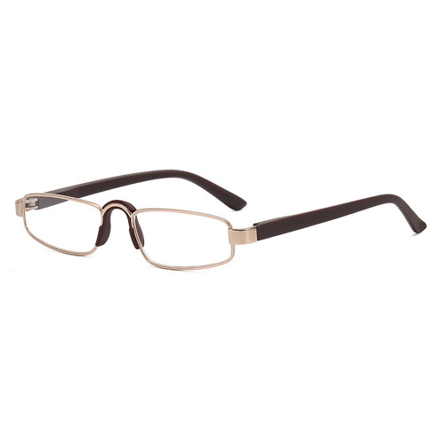 Lightweight Rectangular Computer Reading Glasses for Men and Women Brown Metal Frame +1.5 Clear Lenses