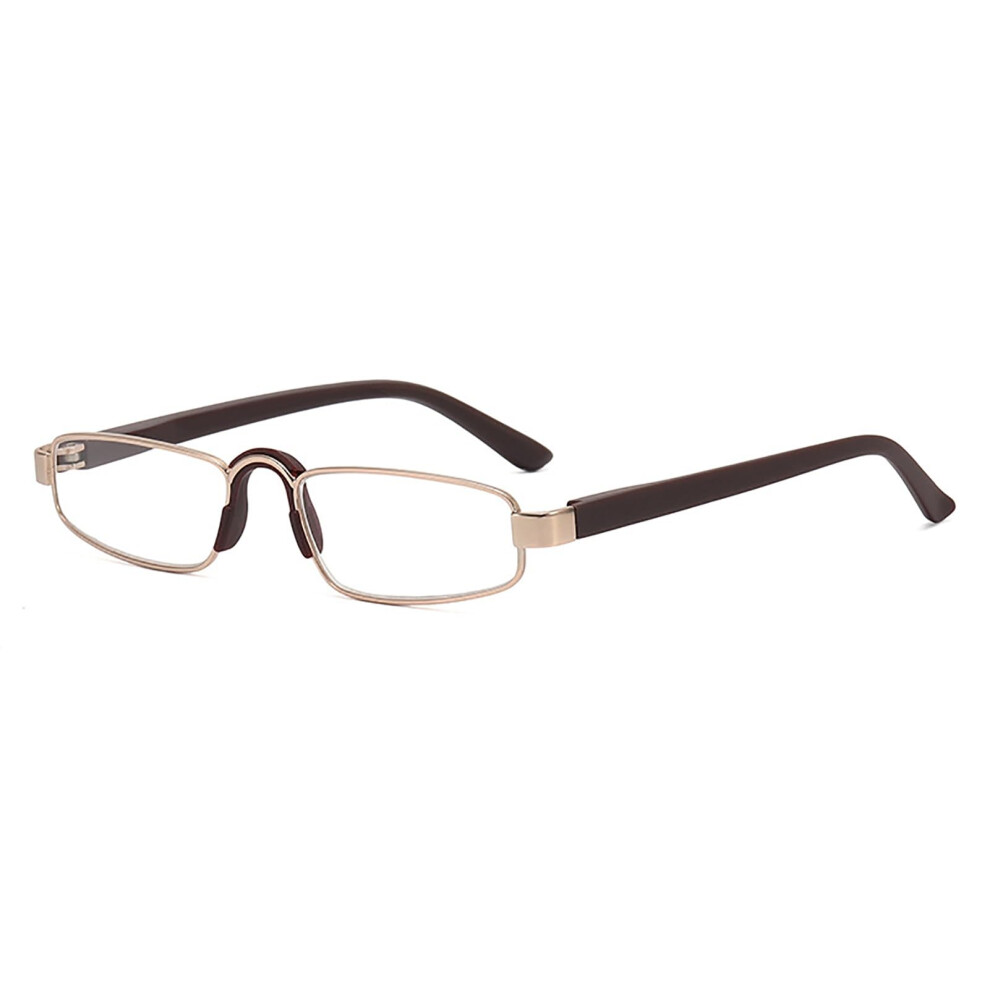 Lightweight Rectangular Computer Reading Glasses for Men and Women Brown Metal Frame +1.5 Clear Lenses
