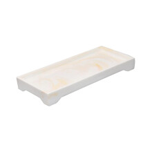 White and Yellow Marble Vanity Tray Organizer for Bathroom Countertop, Jewelry and Cosmetics Storage