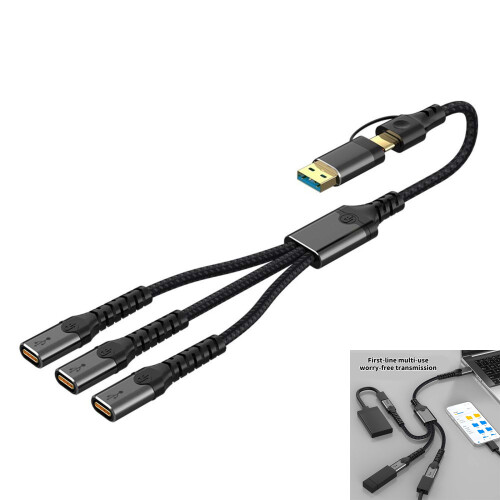 Compacttly Type C USB Extension Cable Fast-usb to 3 typec 2