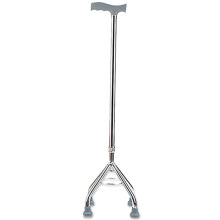 Adjustable Walking Cane for Seniors, Lightweight Aluminum Quad Cane with AntiSlip Grip and FourFoot Base, Silver