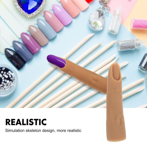 Flexible Silicone Practice Nail Finger with Realistic Texture, Bendable Joints for Manicure Training 1