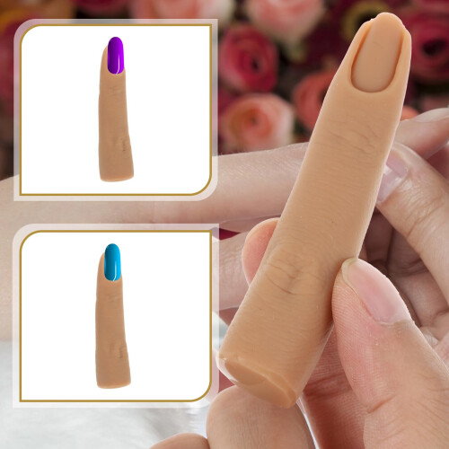 Flexible Silicone Practice Nail Finger with Realistic Texture, Bendable Joints for Manicure Training 2