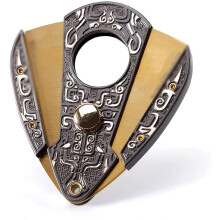 Vintage Bronze Stainless Steel Cigar Cutter 54 Ring Gauge Teardrop Shape Ergonomic Grip for Clean Cuts
