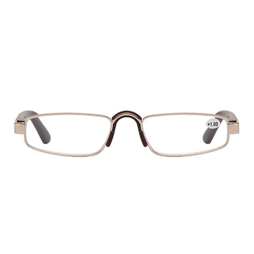Lightweight Rectangular Computer Reading Glasses for Men and Women Brown Metal Frame +1.5 Clear Lenses 1