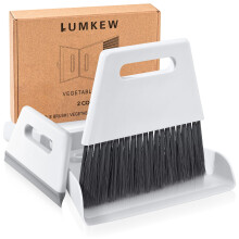 Mini Broom and Dustpan Set with Squeegee, 3in1 WetDry Countertop Cleaning Brush, Compact White