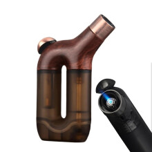 Windproof Refillable Butane Torch Lighter with Adjustable Turbo Flame and Visible Fuel Window for BBQ Camping Outdoor (Brown)