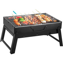 Portable Charcoal Grill Stainless Steel Folding BBQ Grill for Camping Outdoor Cooking Easy Clean