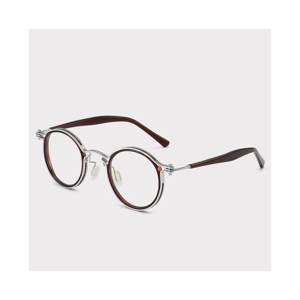 Blue Light Blocking Reading Glasses +1.50 Round Retro Anti Glare Lenses Spring Hinge Lightweight Brown Silver
