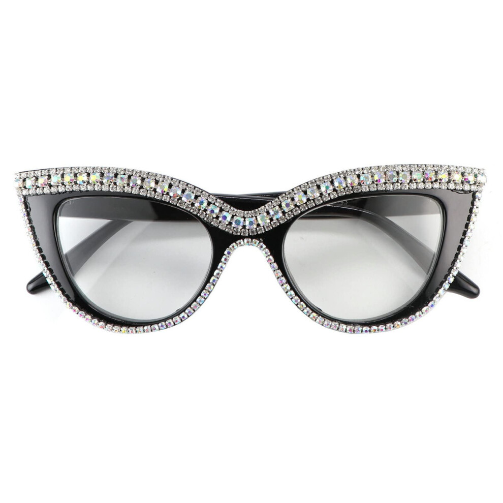 Blue/Light Cat Eye Reading Glasses 1.5X Magnification Blocking Colorful Rhinestone Readers
