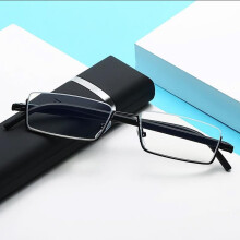 Half Frame Metal Reading Glasses +3.00 Black 2 Pack, Anti Blue Light Protection, Fashion Square Design