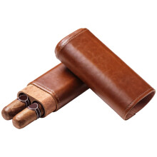 Leather Cigar Case for Men Cedar Lined Travel Cigar Holder Brown Leather Crush Resistant