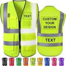 Visibility Safety Vest Class 2 Reflective Work Vest with Pockets Custom for Construction