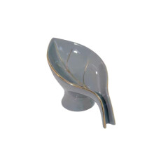Self Draining Ceramic Soap Dish Gray Automatic Drain Design Wall Mounted Holder for Bathroom and Kitchen