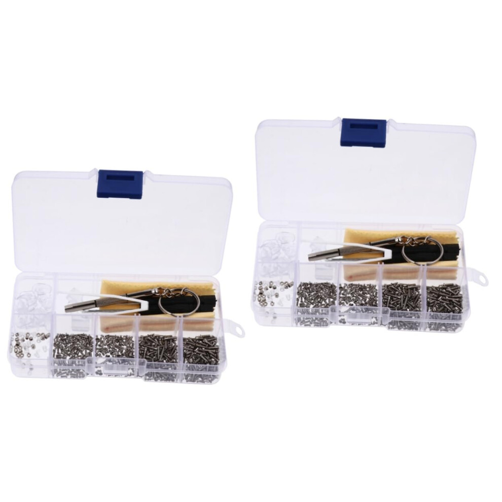 2pcs Eyeglass  Kit with Screws Tweezers and Nose Pads for Sunglasses and Glasses Maintenance
