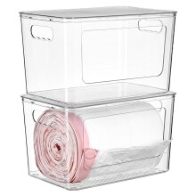 2 Pack Stackable Trash Bag Dispenser, Fits 13/30/33 Gallon Garbage Bags, Storage Organizer Bins for Under Kitchen Sink