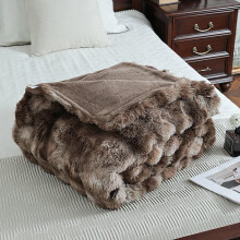 Brown Faux Fur Blanket 63x78 Soft Thick Warm Flannel Fleece Throw for Couch Sofa Bed