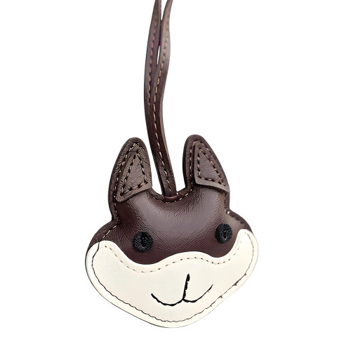 Funny Husky Shaped Leather Key Chain Pnedant-Dark Coffee