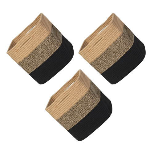 3 Pack Cotton Storage Baskets Flexible Laundry Hamper For-D
