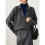 Women'S Cable Long Sleeve Sweaters Tops Solid Lapel V Neck Knit Casual Soft Pullover Shirt Grey M 2