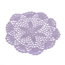 30cm Round Cotton Blend Hand Crochet Floral Lace Doily Placemat Light Purple One size light purple