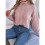 Women'S Sweater Round Neck Texture Button Lantern Sleeve Tops Pullover Knit  L 2