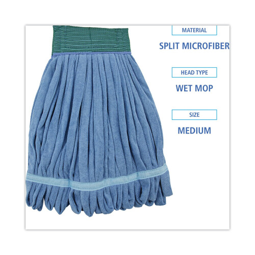 Blue Microfiber LoopedEnd Wet Mop Head, Medium, Commercial Refill, Fast Drying and Durable, 12 Pack 1