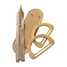 Handtaschenriemen aus Naturholz und PU-Leder mit-Weiß