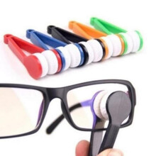 Eyeglass Cleaning Tool with Microfiber Brush Heads, Compact Glasses Cleaner Brush for Travel