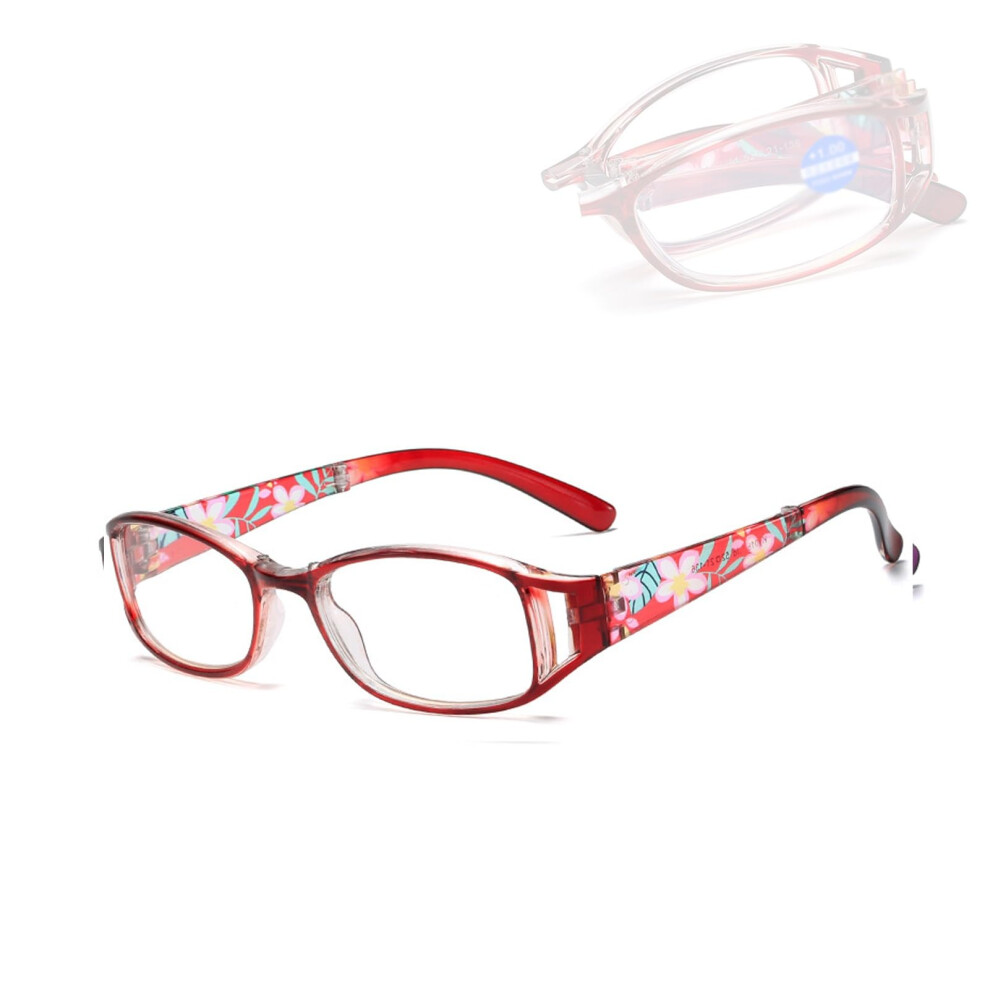 Red/Blue/Light Ultra Folding Reading Glasses For Women 2.5X Magnification Blocking Compact Design