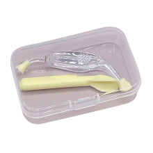 Soft Silicone Contact Lens Remover Tool Set with Tweezers, Gentle Grip, Compact Travel Case, Yellow