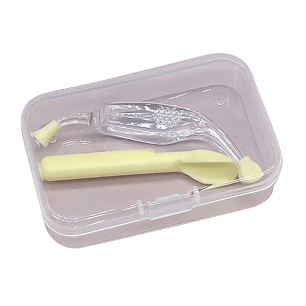 Yellow Soft Silicone Contact Lens Remover Tool Set With Tweezers, Gentle Grip, Compact Travel Case,