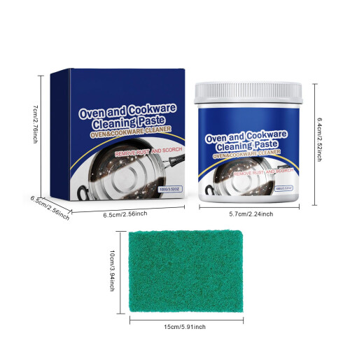 Kitchen Rust Remover Paste 100g, Deep Stain Cleaner for Cookware, Pots and Pans, Includes Cloth 2