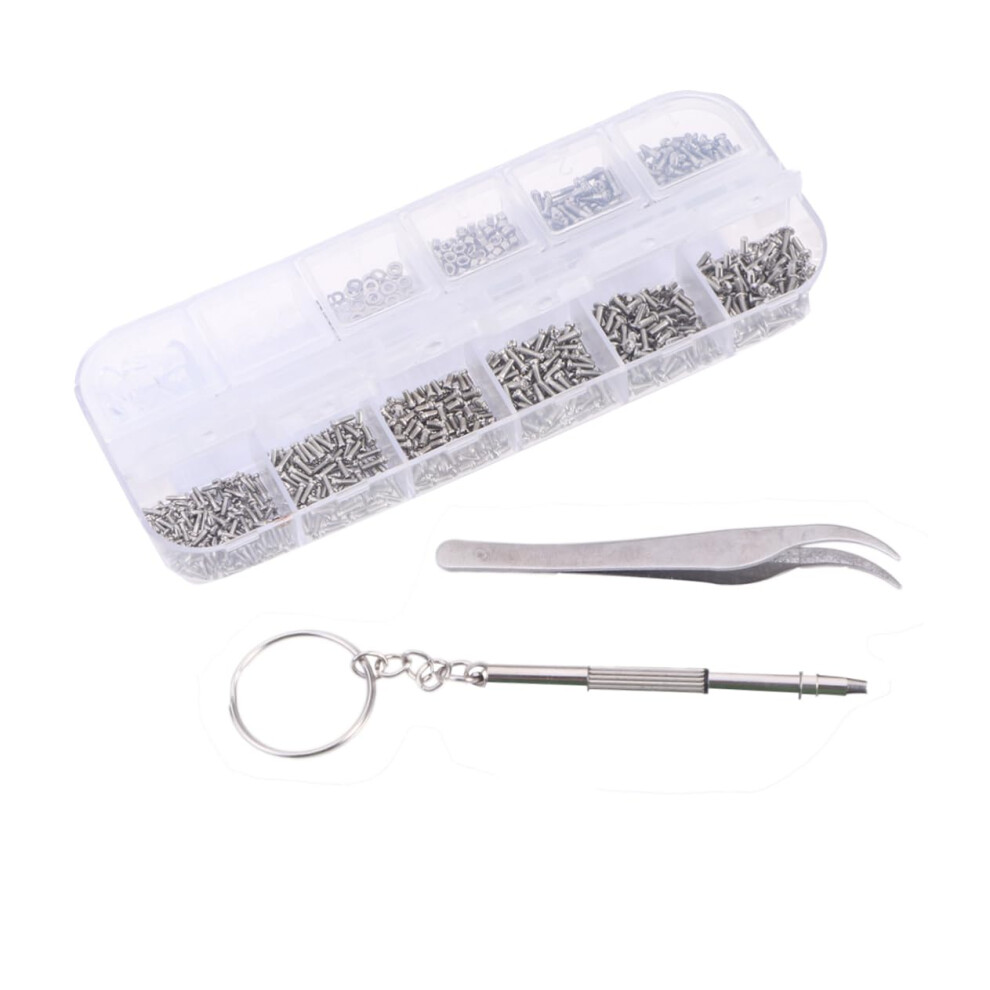 1100pcs Eyeglass  Kit with Screwdriver and Tweezers, Glasses Screws Assortment for Spectacles and Sunglasses