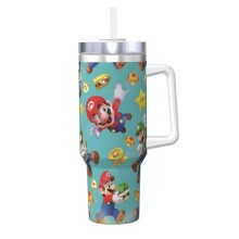 Mario Tumbler 40oz Stainless Steel with Handle and Straw