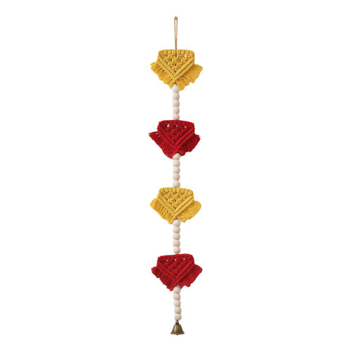 Nordic Macrames Wall Hanging Decors With-Red   Yellow