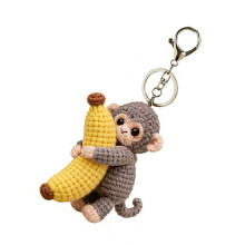 Playful Monkey Clutching Banana Key Holder Lightweight Car